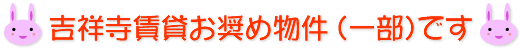 吉祥寺賃貸オススメ物件（一部）です